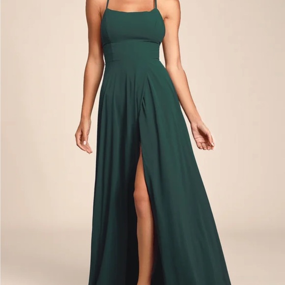 Lulu’s Dreamy Romance Forest Green Backless Maxi Dress - Picture 2 of 4